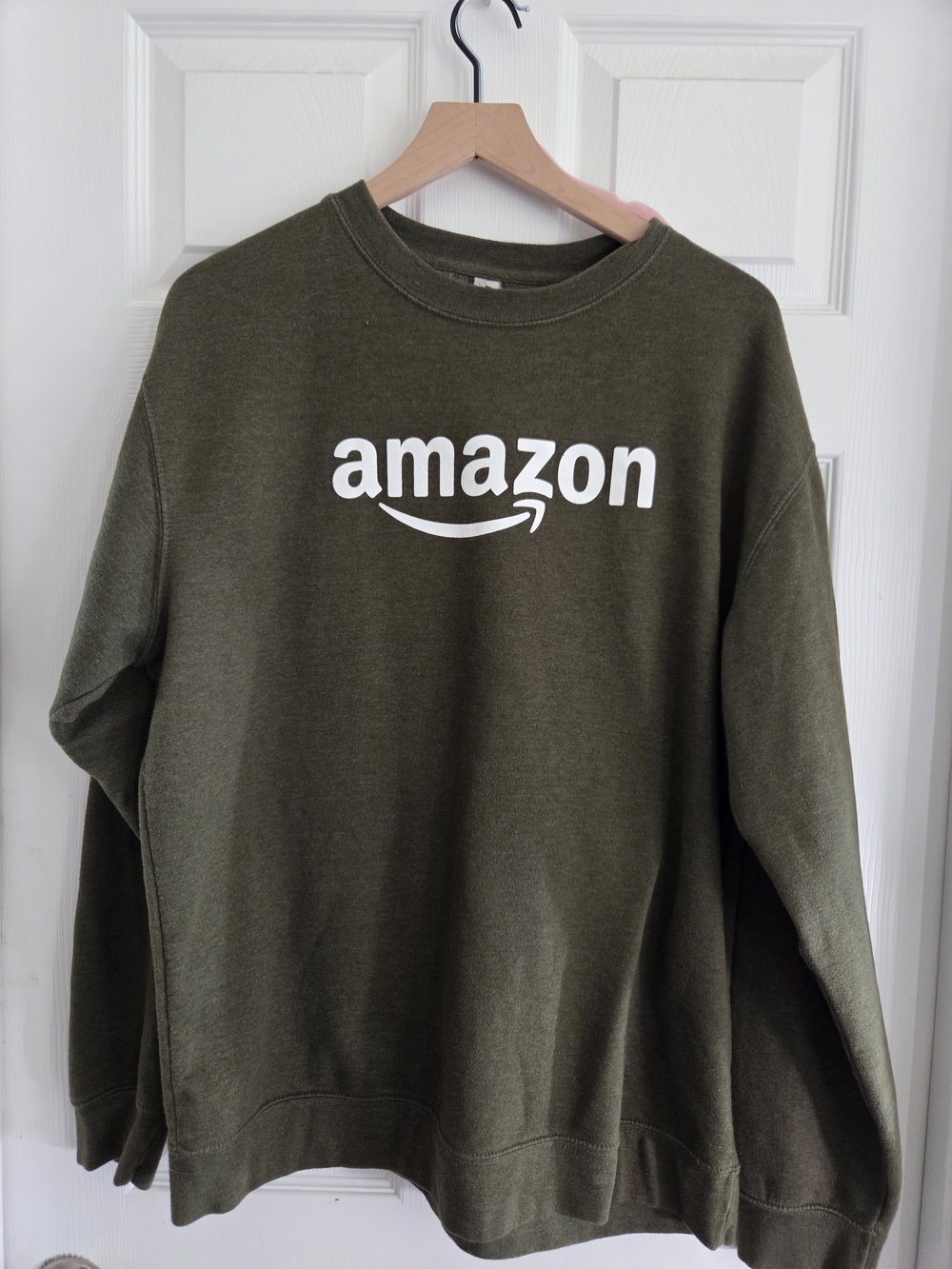 Amazon Olive Green Crewneck Sweatshirt with White Logo